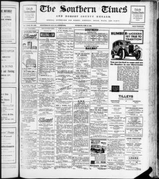 cover page of Southern Times and Dorset County Herald published on June 18, 1932