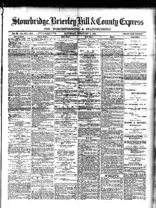 cover page of County Express published on February 2, 1889