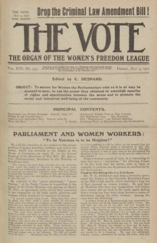 cover page of Vote published on May 4, 1917