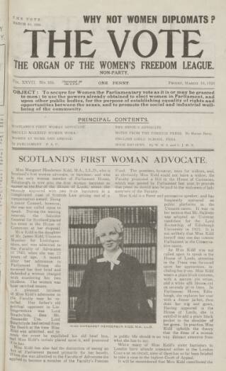 cover page of Vote published on March 19, 1926