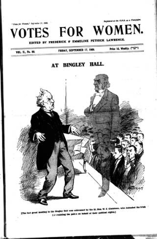 cover page of Votes for Women published on September 17, 1909
