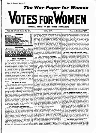 cover page of Votes for Women published on May 4, 1917