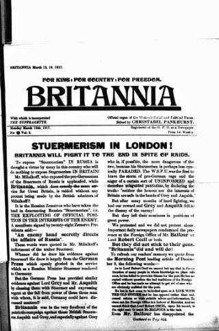 cover page of The Suffragette published on March 19, 1917