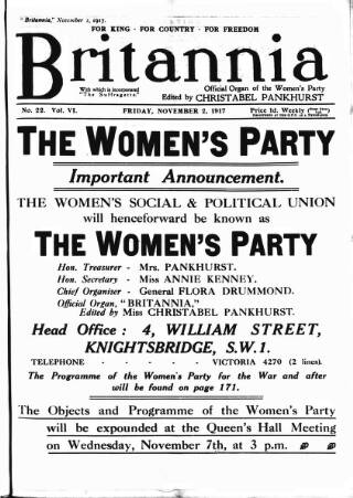 cover page of The Suffragette published on November 2, 1917