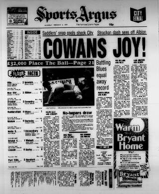 cover page of Sports Argus published on February 2, 1985