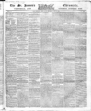 cover page of Saint James's Chronicle published on June 18, 1846