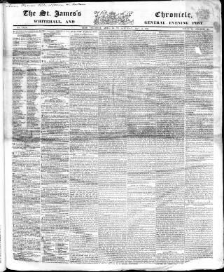 cover page of Saint James's Chronicle published on May 2, 1857