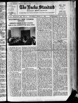 cover page of Bucks Standard published on March 19, 1949