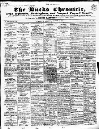 cover page of Bucks Chronicle and Bucks Gazette published on August 2, 1851