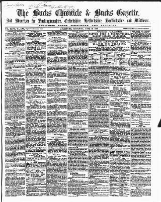 cover page of Bucks Chronicle and Bucks Gazette published on June 18, 1859