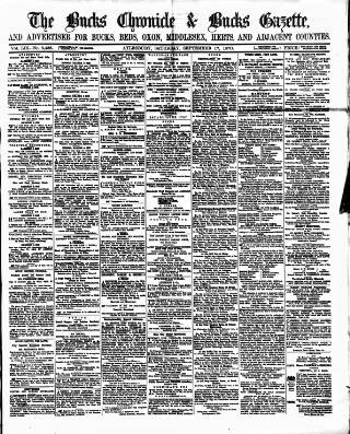 cover page of Bucks Chronicle and Bucks Gazette published on September 17, 1870