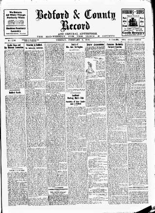 cover page of Bedford Record published on February 2, 1909