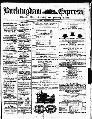 cover page of Buckingham Express published on November 2, 1872