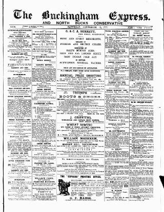 cover page of Buckingham Express published on September 17, 1887