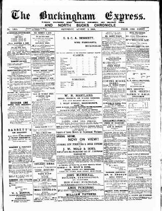 cover page of Buckingham Express published on August 2, 1890
