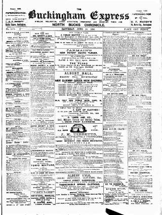 cover page of Buckingham Express published on June 18, 1898