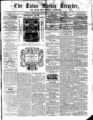 cover page of Luton Weekly Recorder published on May 2, 1857