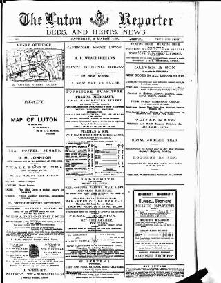cover page of Luton Reporter published on March 19, 1887