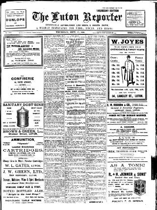cover page of Luton Reporter published on September 17, 1908