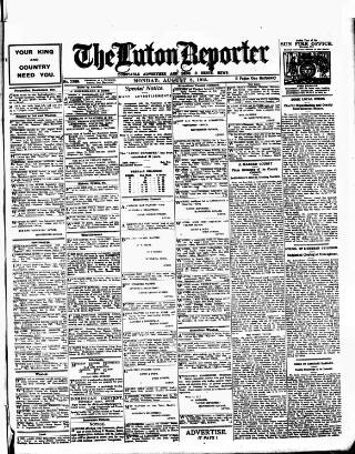cover page of Luton Reporter published on August 2, 1915