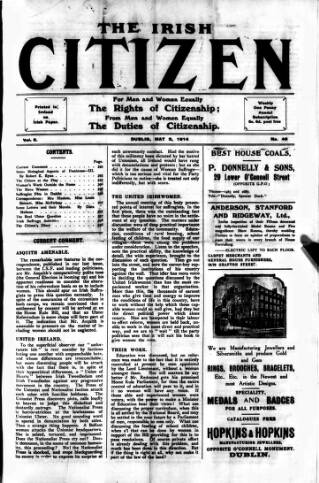 cover page of Irish Citizen published on May 2, 1914
