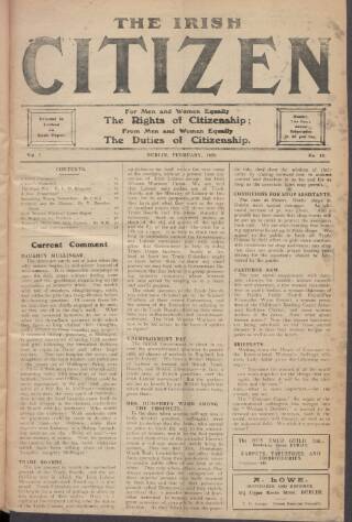cover page of Irish Citizen published on February 2, 1920