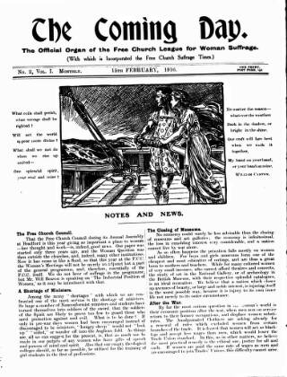 cover page of Free Church Suffrage Times published on February 15, 1916