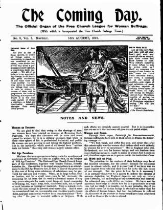 cover page of Free Church Suffrage Times published on August 15, 1916