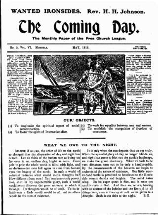 cover page of Free Church Suffrage Times published on May 15, 1919
