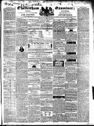 cover page of Cheltenham Examiner published on September 17, 1851