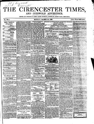 cover page of Cirencester Times and Cotswold Advertiser published on March 19, 1860