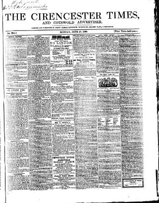 cover page of Cirencester Times and Cotswold Advertiser published on June 18, 1860