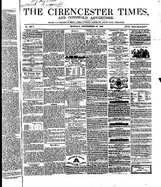 cover page of Cirencester Times and Cotswold Advertiser published on September 17, 1860