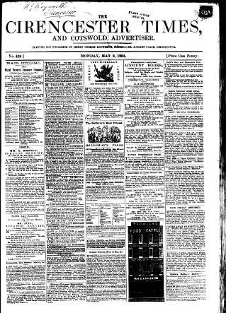 cover page of Cirencester Times and Cotswold Advertiser published on May 2, 1864