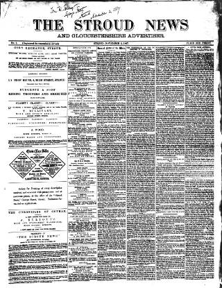 cover page of Stroud News and Gloucestershire Advertiser published on November 2, 1867