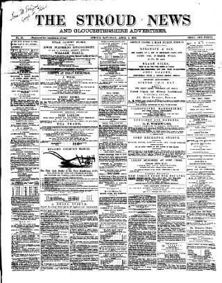cover page of Stroud News and Gloucestershire Advertiser published on April 4, 1868