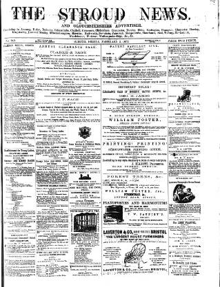 cover page of Stroud News and Gloucestershire Advertiser published on February 2, 1872