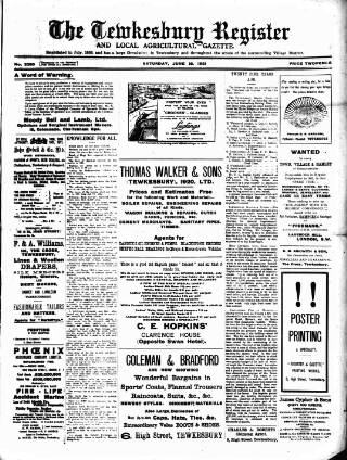 cover page of Tewkesbury Register published on June 18, 1921