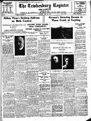 cover page of Tewkesbury Register published on June 18, 1932