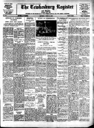 cover page of Tewkesbury Register published on March 19, 1949