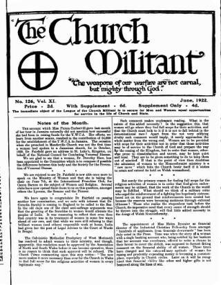 cover page of Church League for Women's Suffrage published on June 1, 1922