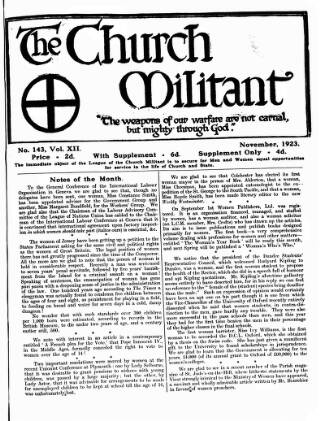cover page of Church League for Women's Suffrage published on November 1, 1923
