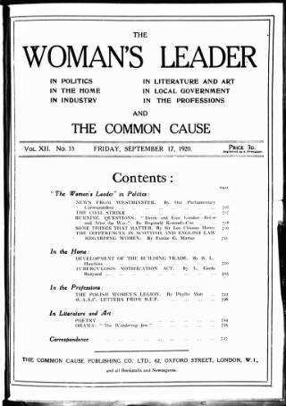 cover page of Common Cause published on September 17, 1920