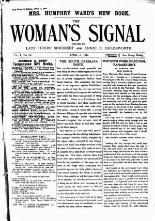 cover page of Woman's Signal published on April 5, 1894