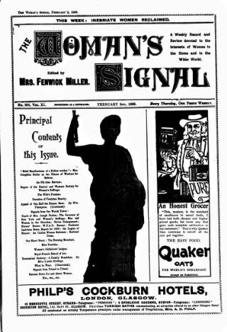 cover page of Woman's Signal published on February 2, 1899