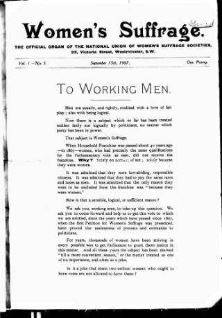cover page of Women's Suffrage published on September 15, 1907