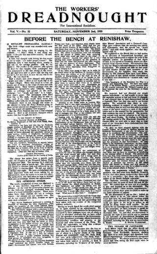 cover page of Woman's Dreadnought published on November 2, 1918