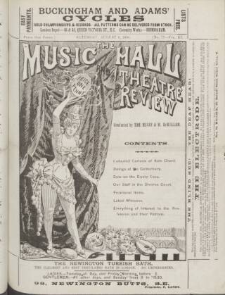 cover page of Music Hall and Theatre Review published on August 2, 1890