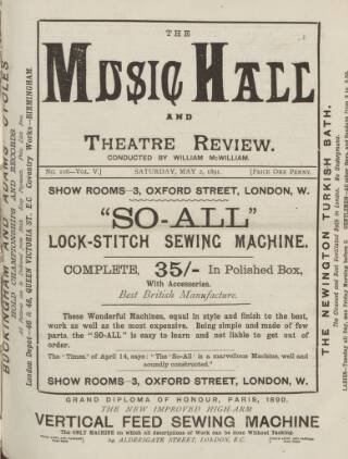 cover page of Music Hall and Theatre Review published on May 2, 1891