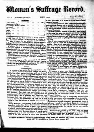 cover page of Women's Suffrage Record published on June 1, 1903